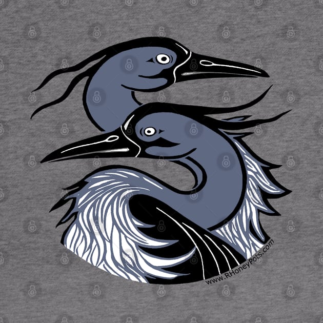 Great Blue Herons- black line by R Honey Pots